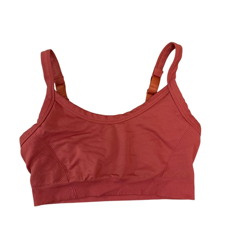 Old Navy Active Sports Bra Red Large Seamless Ribbed‎ Yoga Athleisure